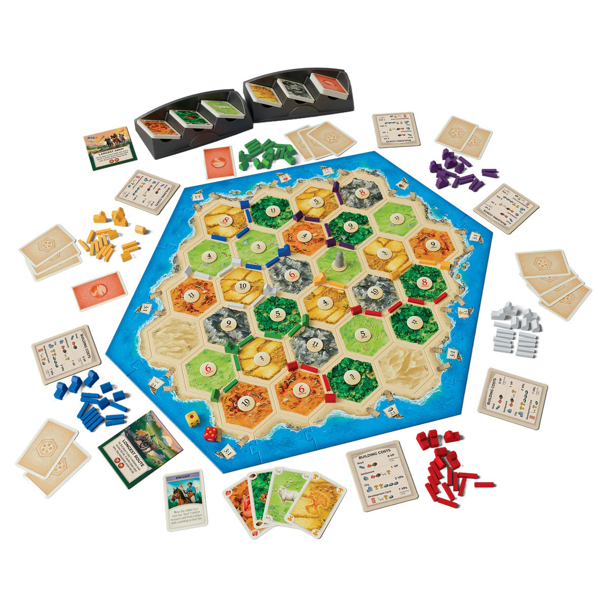 Catan 5-6 Player Expansion 6th Edition game by Catan Studio, showing game components and colorful board setup.