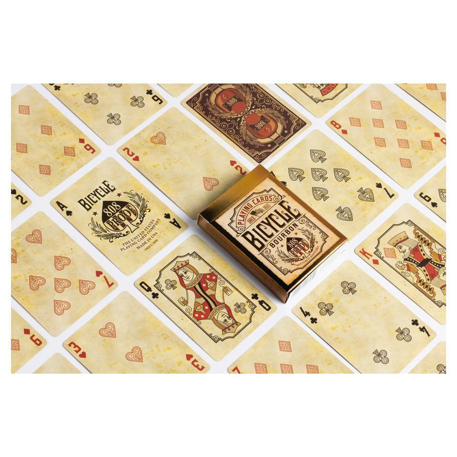 Bicycle Bourbon playing cards deck featuring classic design, standard playing card size, by The United States Playing Card Company.
