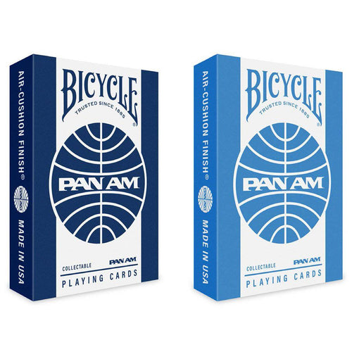 Pan Am Air playing cards by The United States Playing Card Company, two standard poker size decks in a travel tin with classic Pan Am design.