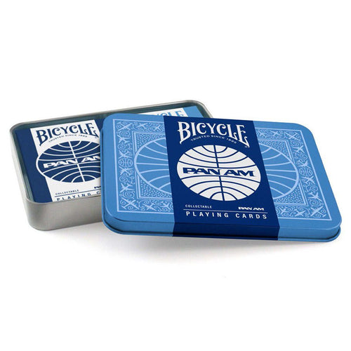 Bicycle Pan Am Air playing cards 2-pack with travel tin, standard poker size decks featuring classic Pan Am design by US Playing Card Co.