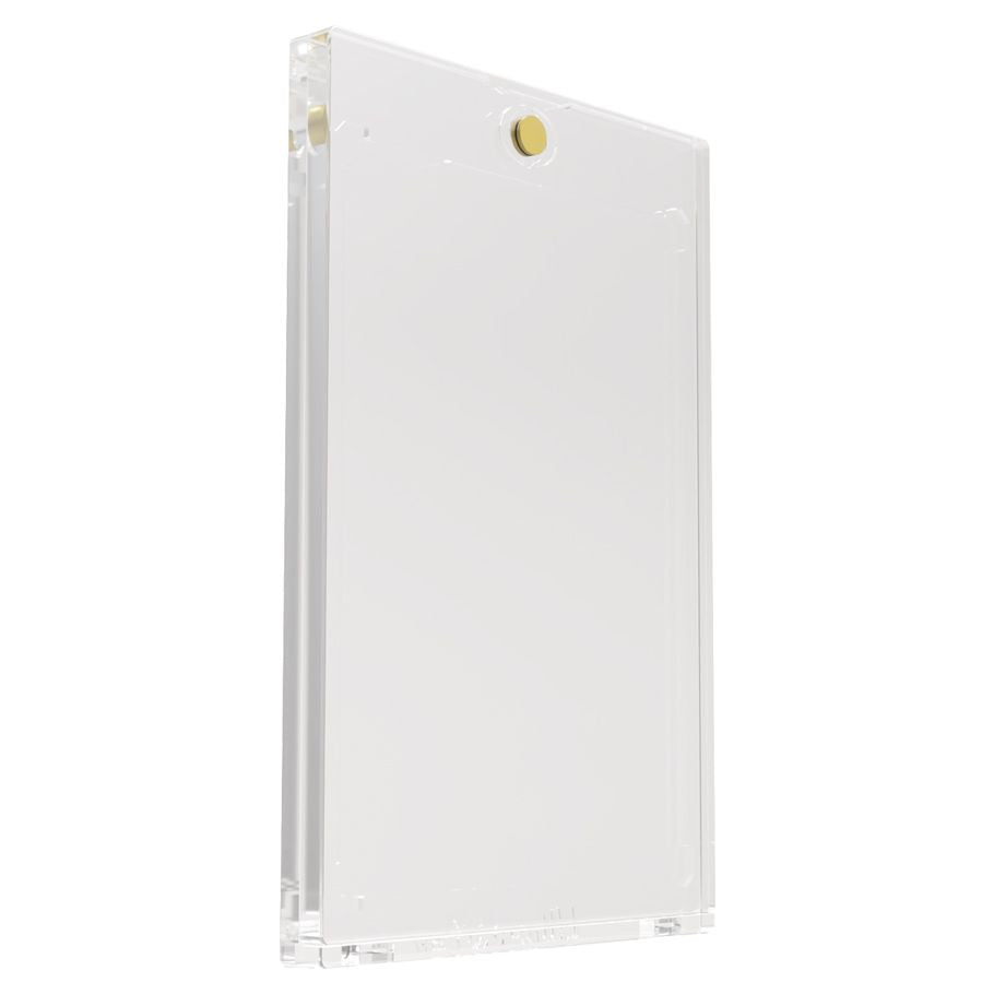 Ultra Pro One-Touch X magnetic holder for trading cards, UV 35pt, showcasing secure card protection and durable construction.