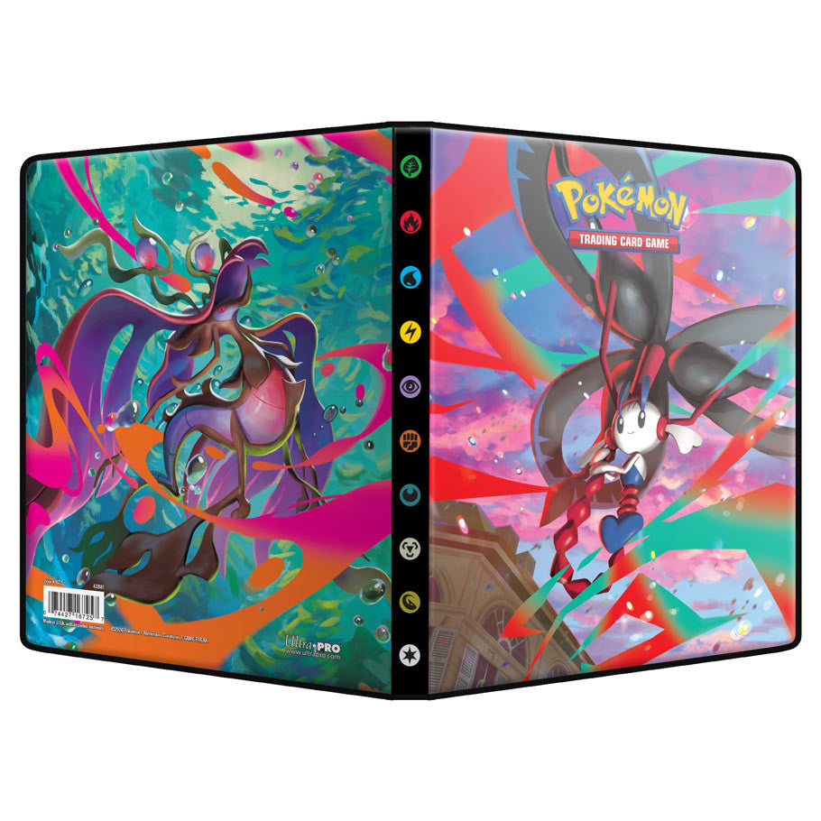 Ultra Pro Pokémon Mega Evolution Chaos Rising 4-pocket trading card binder with colorful cover and card slots inside.