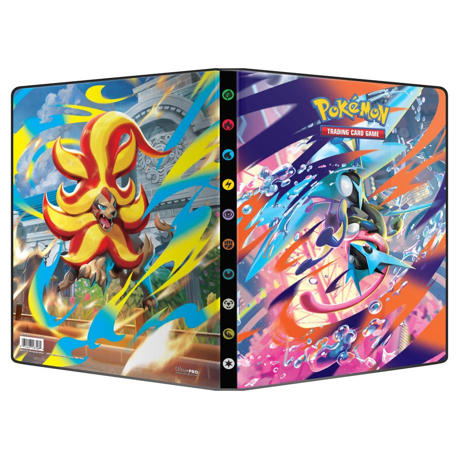 Ultra Pro Pokémon Mega Evolution Chaos Rising 9-Pocket Portfolio binder with colorful Pokémon artwork for trading cards