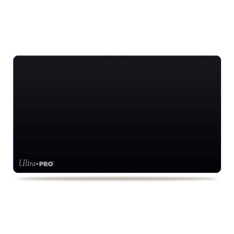 Ultra Pro solid jet black trading card game playmat with smooth surface and durable edges for gaming and collection.