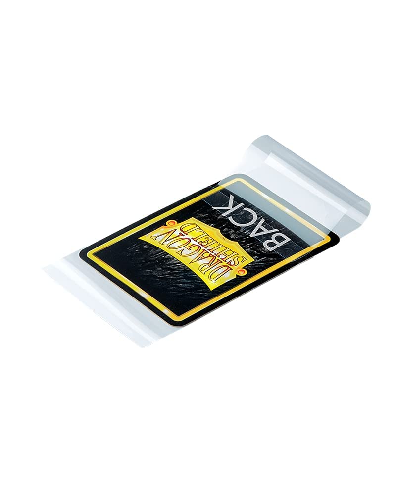 Dragon Shield Japanese card sleeves, clear sealable 100-count pack, smooth and tough protection for MTG, Pokemon, and Yugioh trading cards.