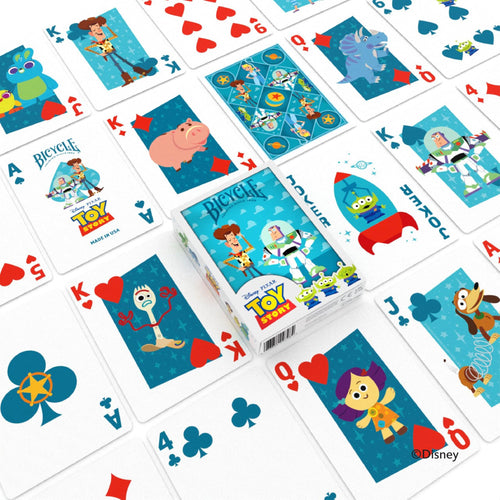Disney characters playing cards from The United States Playing Card Company, featuring colorful illustrated bicycle-themed standard deck.