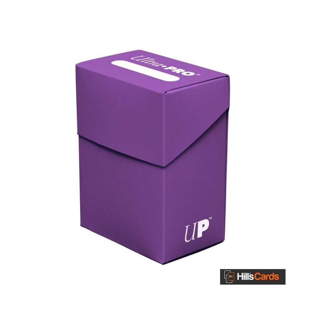 Purple Ultra PRO Standard Deck Box for trading card game accessories, shown with a closed secure lid and compact design.