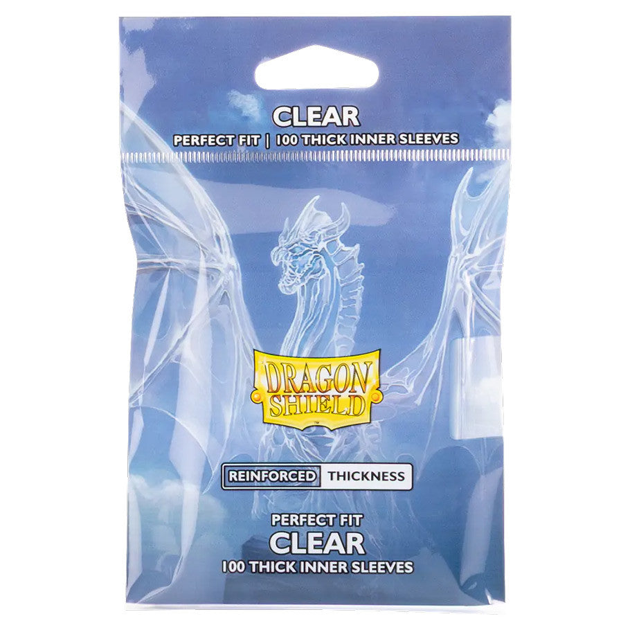 Dragon Shield Thick Clear trading card game accessories, perfect fit for card protection, shown in the image.