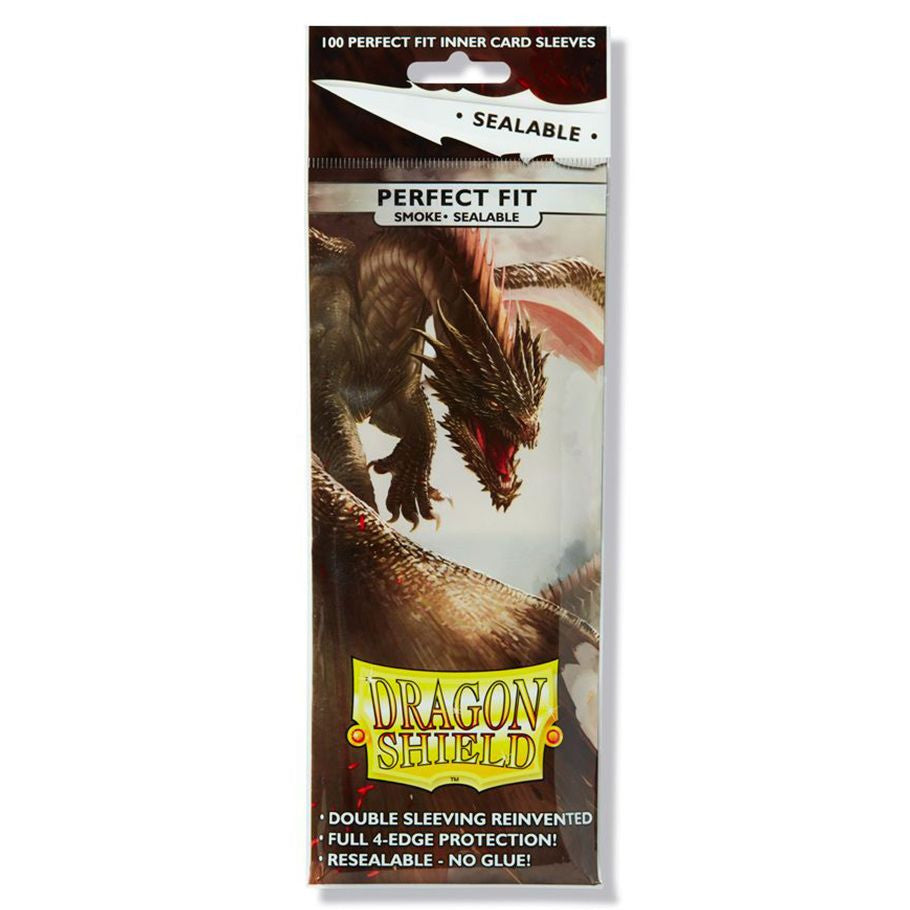 Dragon Shield AT-13223 smoke-colored standard size sealable trading card sleeves, 15-pack, durable protective card holders