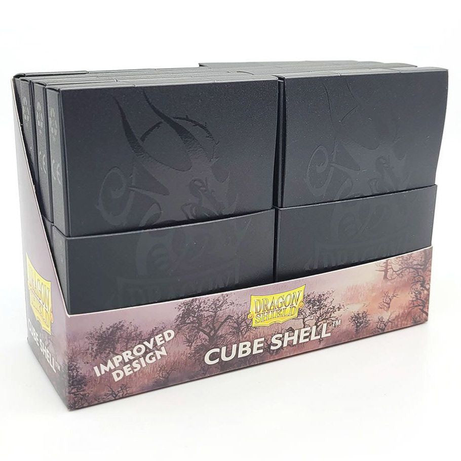 Dragon Shield Cube Shell Shadow Black card storage boxes by Arcane Tinmen, durable TCG and MTG card deck holders, 8-pack.