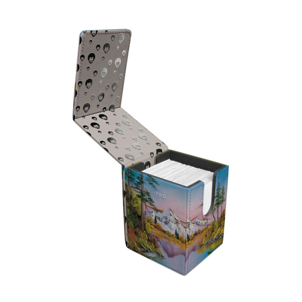 Ultra Pro Bob Ross Alcove Flip leatherette deck box for trading card game storage, compact and secure collectible card organizer.
