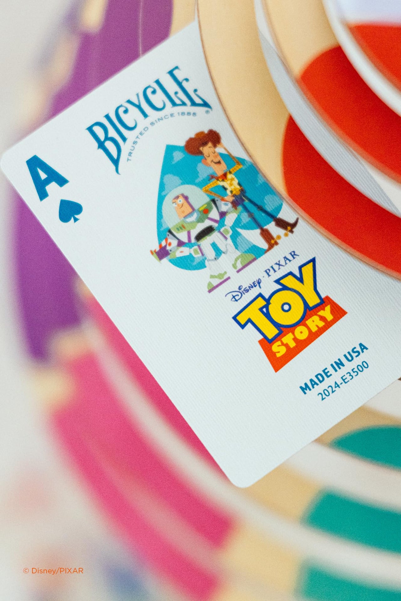Disney characters playing cards deck featuring popular Disney characters on standard playing cards by The United States Playing Card Company.