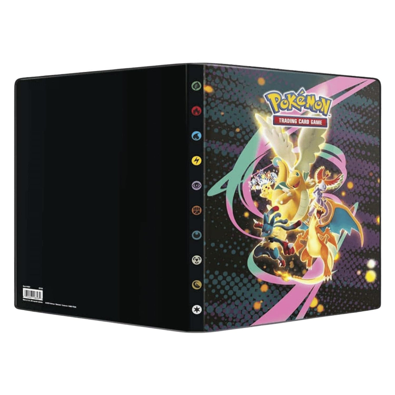 UltraPro Pokémon Mega Evolution ME2.5 Ascended Heroes portfolio with colorful card storage pages and themed design.