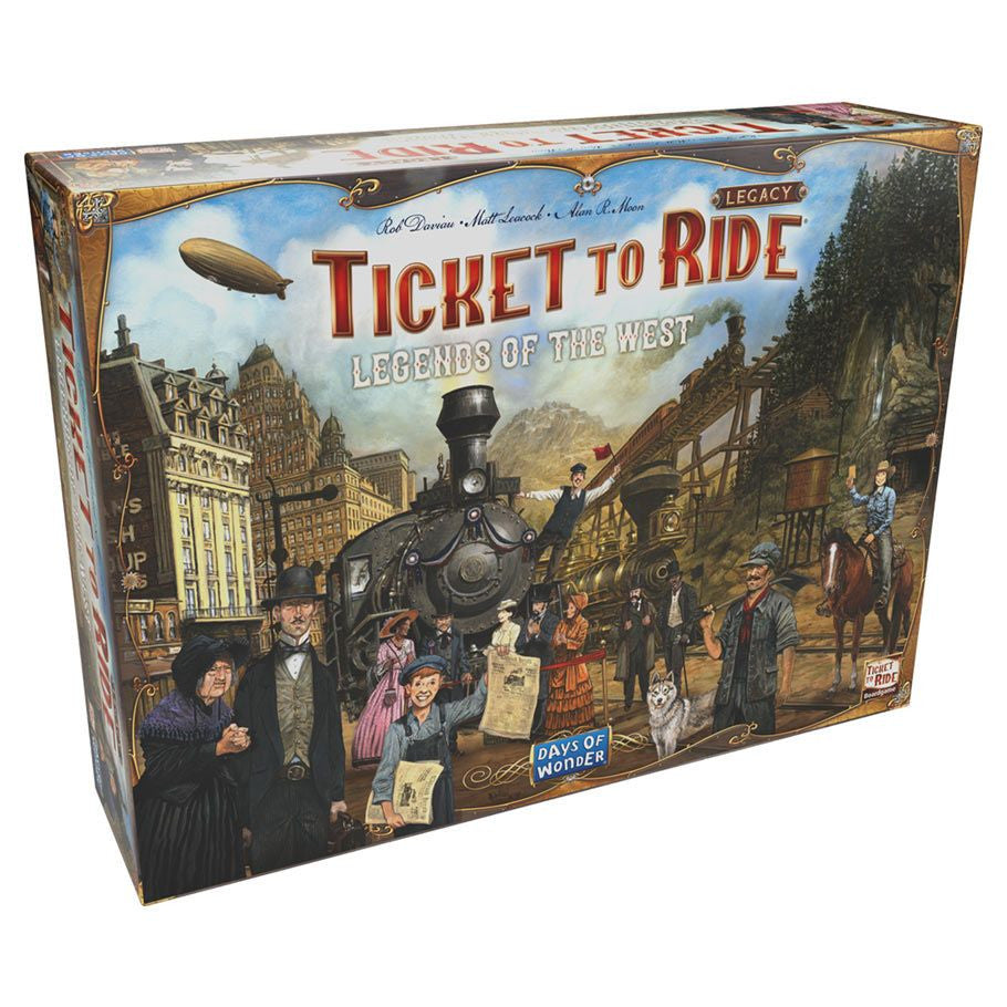Ticket to Ride Legends of the West board game by Days of Wonder featuring colorful map and train pieces for strategic play