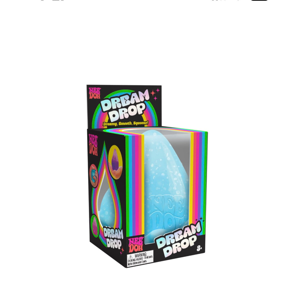 Schylling NeeDoh Dream Drop sparkle squish toy with splash stand in blue
