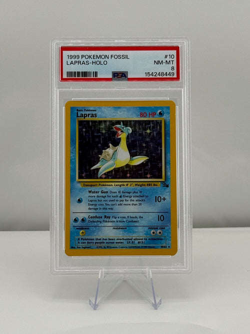1999 Pokemon Fossil Holo Lapras 10/62 PSA 8 Near Mint-Mint Graded Slab