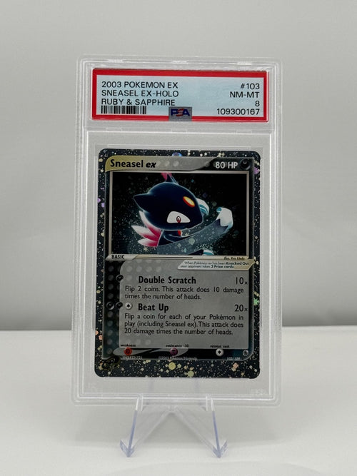 2003 Pokemon EX Ruby Sapphire Sneasel ex 103/109 PSA 8 Near Mint-Mint Graded Slab