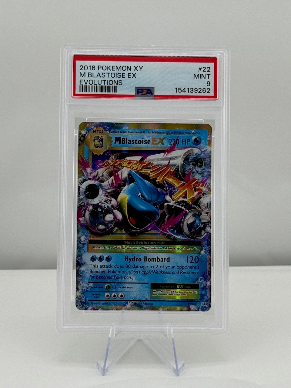 2016 Pokemon XY Evolutions M Blastoise EX 22/108 PSA 9 Mint Graded Slab
