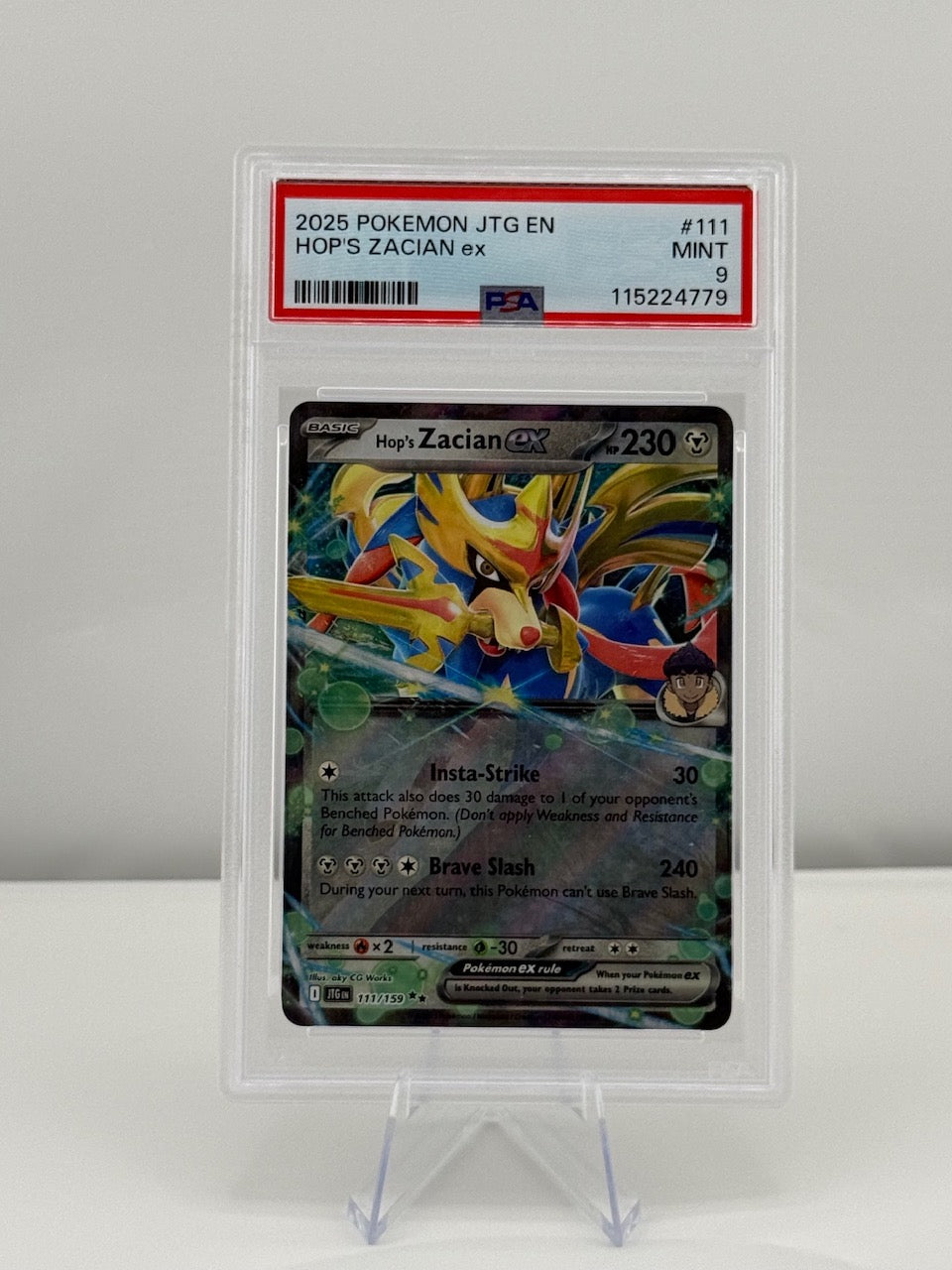 2025 Pokemon Journey Together Hops Zacian ex 011/159 PSA 9 Mint Graded Slab