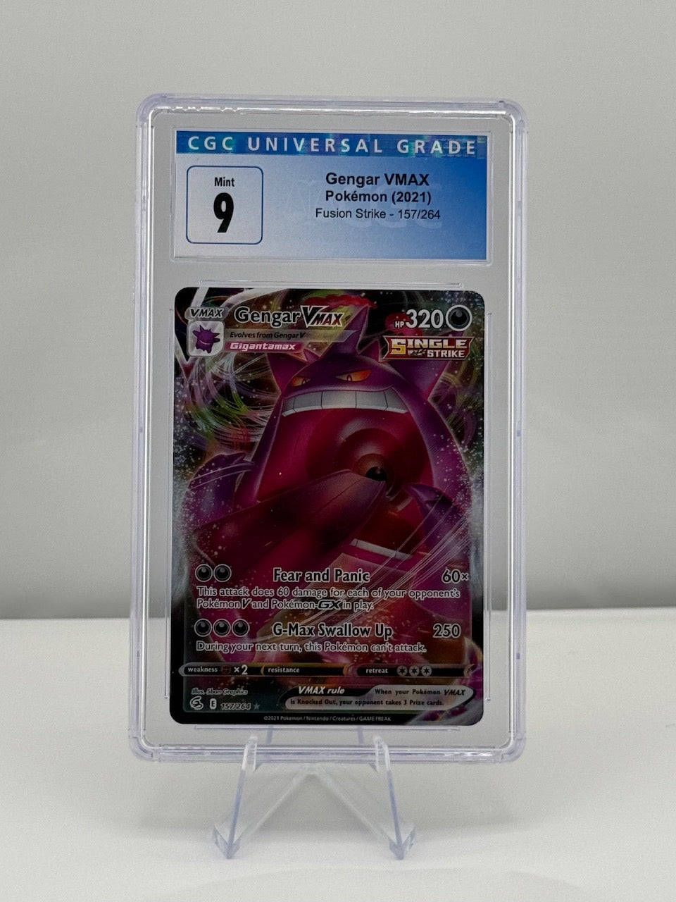 2021 Pokemon Fusion Strike Gengar VMAX 157/264 CGC 9 Mint Graded Slab