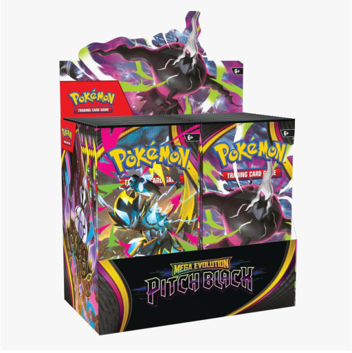 Pokémon TCG Pitch Black Booster Box Display with multiple booster packs for trading card game collection.