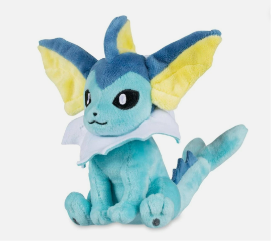 Pokémon Vaporeon plush toy, 10.5 inches, soft stuffed animal with detailed features, collectible Pokémon plush from Pokémon brand.