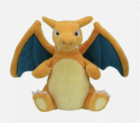 Pokemon Center Charizard Sitting Cuties plush toy, 7-inch soft stuffed animal from Pokémon, detailed and cuddly for fans.