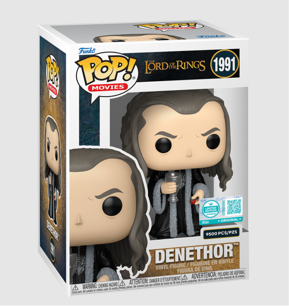 Funko Pop! Lord of the Rings Denethor toy figure from the Movies series, featuring detailed character design and vibrant colors.