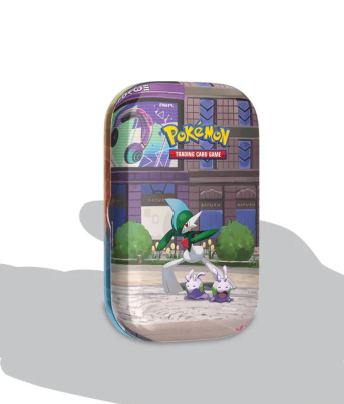 Pokemon TCG Lumiose City Mini Tin featuring trading cards and artwork from the Pokémon universe, compact collectible tin.