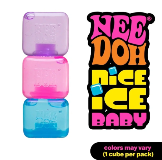 Schylling NeeDoh Nice Ice Baby sensory squeeze toy, colorful and squishy, 1.25 inches wide, designed for sensory play and stress relief.