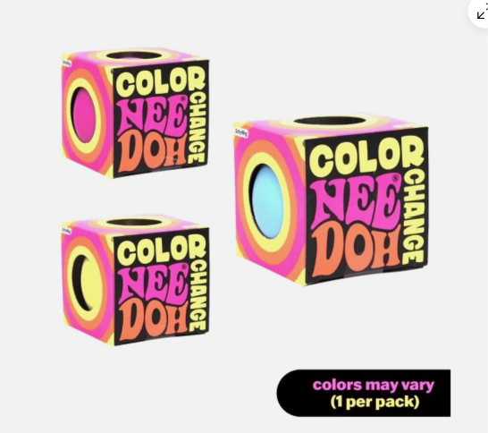 Schylling NeeDoh® Color Changing Groovy Glob sensory toy with vibrant colors and squishy texture, designed for stress relief and tactile play.