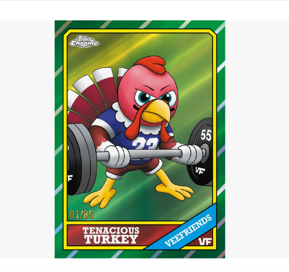 2026 Topps Chrome VeeFriends trading card value box featuring collectible VeeFriends character cards in a colorful box.