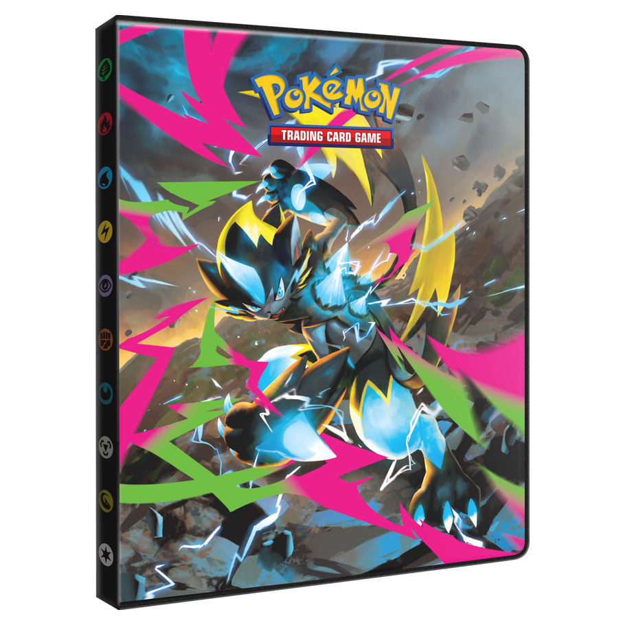 Ultra Pro Pokémon Mega Evolution Pitch Black 4-Pocket Portfolio Binder with black design and multiple card storage pockets.