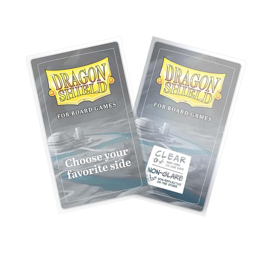 Dragon Shield trading card sleeves with a matte finish, designed for tabletop games like Gloomhaven and Wingspan, durable and acid-free.