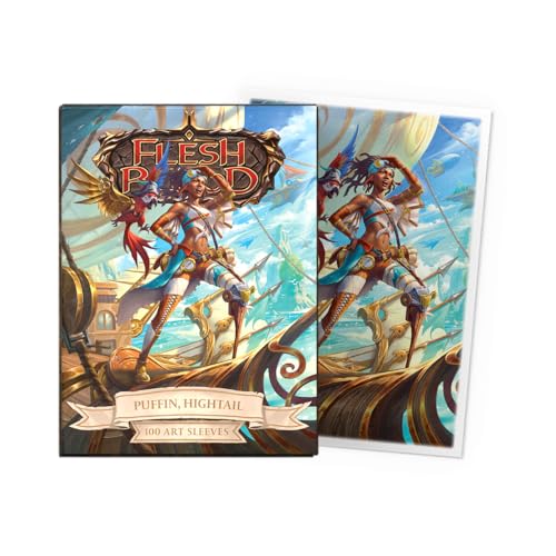 Dragon Shield Flesh & Blood art sleeves featuring Puffin and Hightail designs, 100 count, smooth and durable premium TCG sleeves.