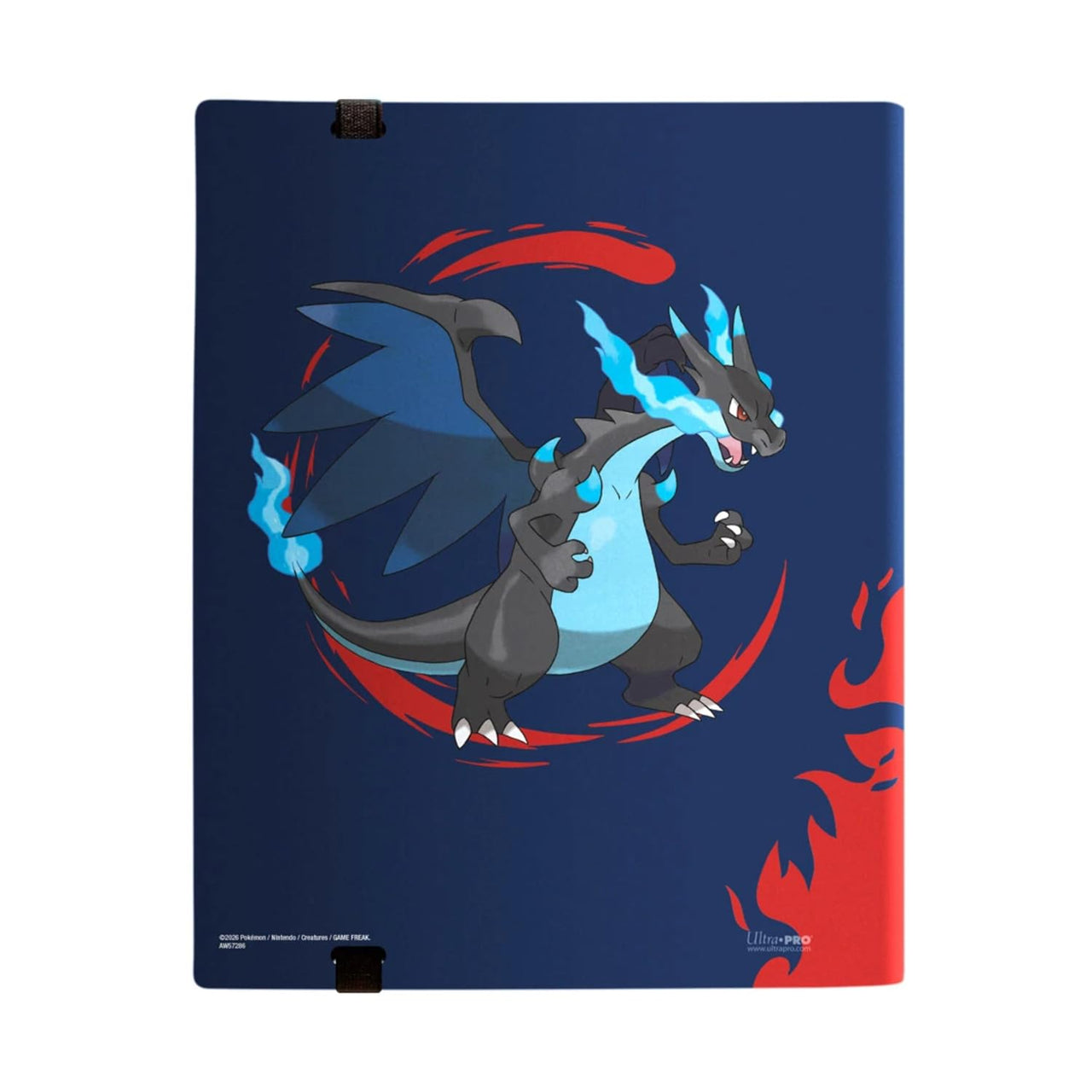 Ultra Pro Pokémon Mega Charizard 9-Pocket Pro Binder with trading card pages and vibrant Charizard illustration.