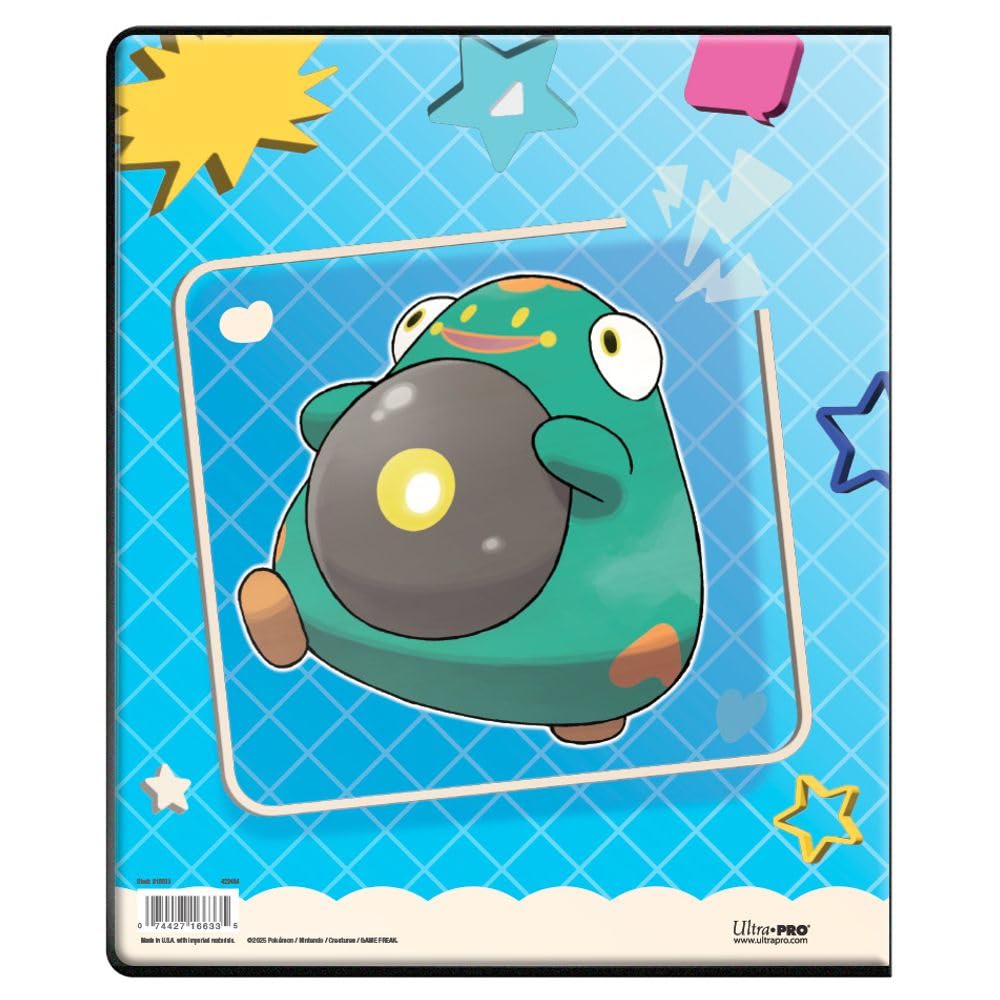Pokémon Iono and Bellibolt 9-pocket portfolio binder by UltraPro for trading card storage, featuring colorful Pokémon artwork.