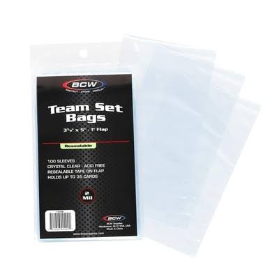 BCW Resealable Team Set Bags for Trading Cards & Toploaders (100 Pack)