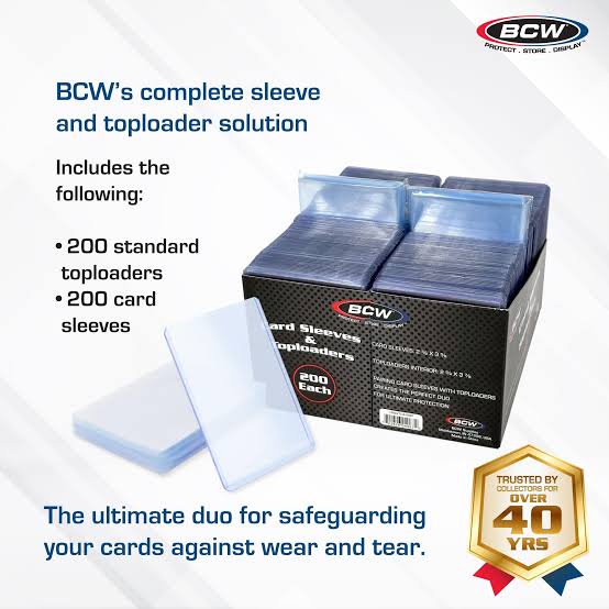 BCW 200 Count Card Sleeve & Toploader Combo Pack | Trading Card Protection