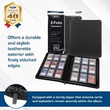 BCW Z-Folio 9-Pocket LX Leatherette Toploader Binder - Black (252 Card Capacity)