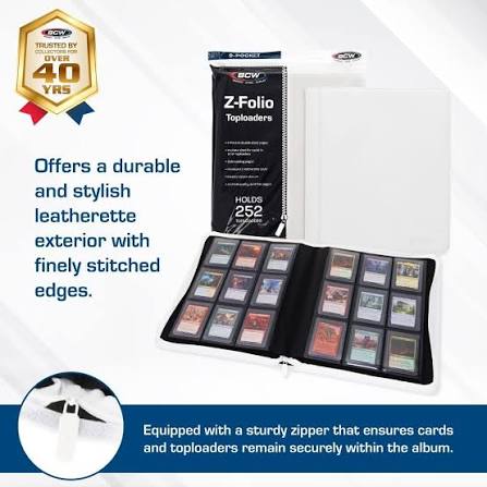 BCW Z-Folio 9-Pocket LX Leatherette Toploader Binder - White (252 Card Capacity)