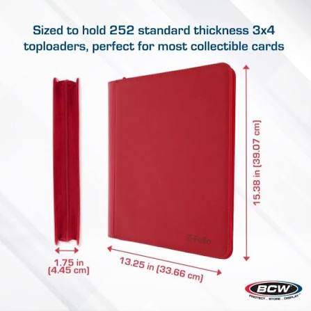 BCW Z-Folio 9-Pocket LX Red Leatherette Toploader Binder (252 Card Capacity)