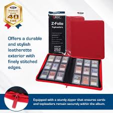 BCW Z-Folio 9-Pocket LX Red Leatherette Toploader Binder (252 Card Capacity)